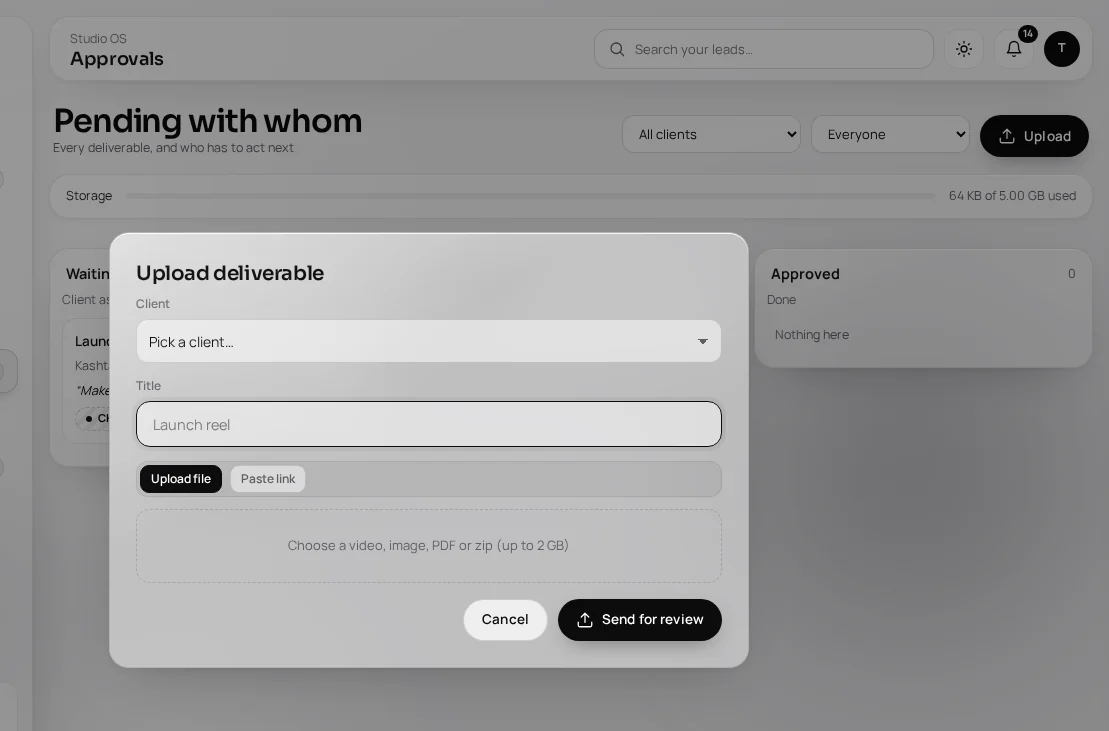 Uploading a deliverable for review